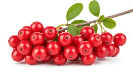 Cranberry with leaf isolated on white background closeup macro