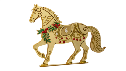 2026 Year of the Horse golden horse New Year design cut out on PNG. AI GENERATED.