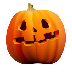 Pumpkin Jack grinning on the transparent background. Halloween pumpkin lantern spooky laughing for funny holidays.