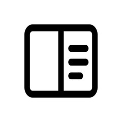 A simple graphic of a rounded square divided into two sections with lines on the right side icon design