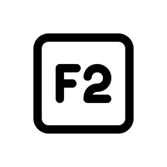 A black and white square icon featuring the letters f and followed by the number two in bold typeface design