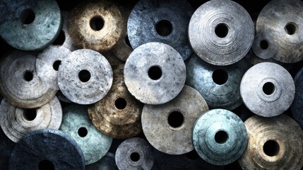 Circular metal discs collection