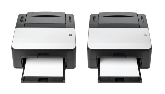  Two variation office laser printer collection isolated on transparent backgroundm