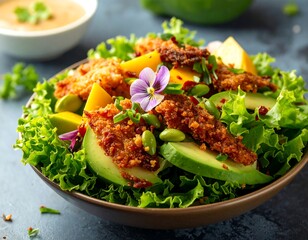 Vibrant salad with crunchy toppings
