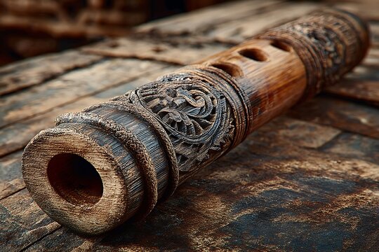 Bamboo guiro percussion crafted with natural elegance high resolution picture