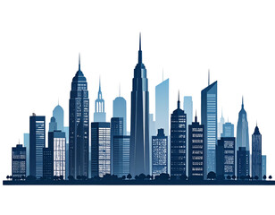 Obraz premium Modern City Skyline Silhouette, Vector Urban Architecture Illustration 