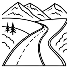 Valley Road Vector Minimal Nature Landscape Illustration
