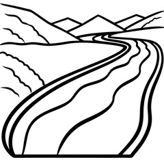 Valley Road Vector Minimal Nature Landscape Illustration