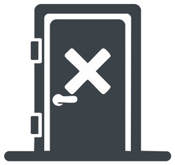 Fototapeta premium Doorway Closed Sign Symbolizes Restriction Prohibition and Inaccessible Entryway