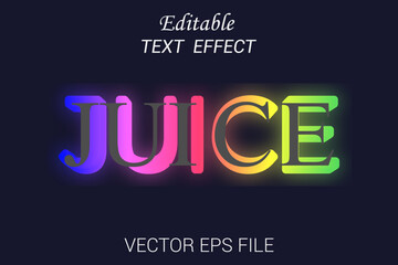 Editable text effect juice 3d style vector. Juice text effect Typography Design.