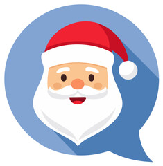 Flat design Santa Claus head in a speech bubble icon for Christmas communication and holiday greetings