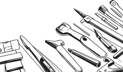 set of tools on white background