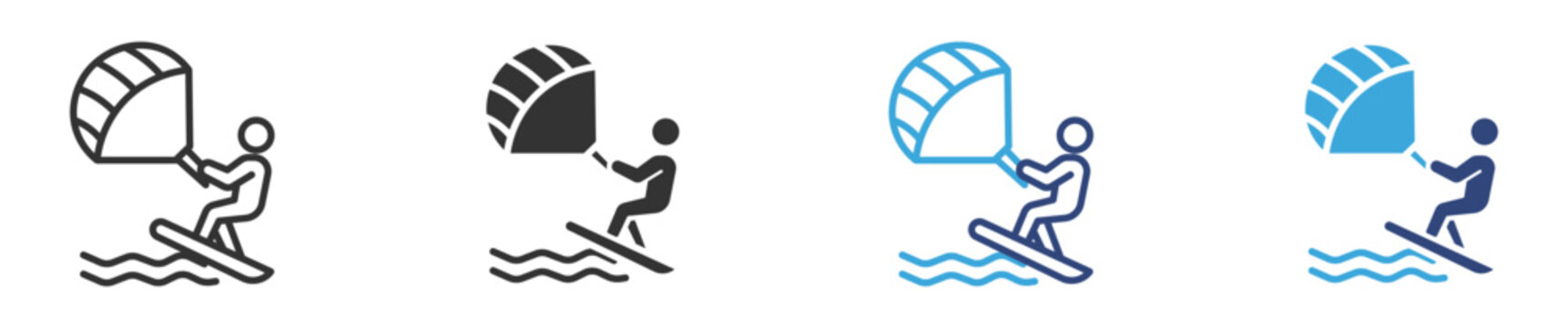 Kitesurf  icon set, vector illustration . 