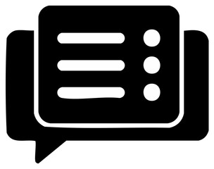 Chat message bubble with document list information icon graphic