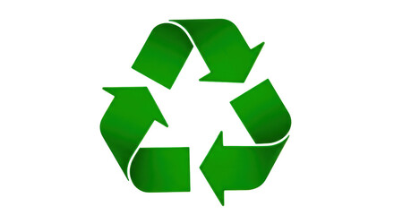 Isolated Green Recycling Symbol Arrows Pointing Rotationally for Package Labels and Signage
