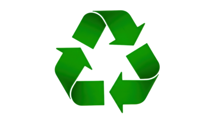 Isolated Green Recycling Symbol Arrows Pointing Rotationally for Package Labels and Signage