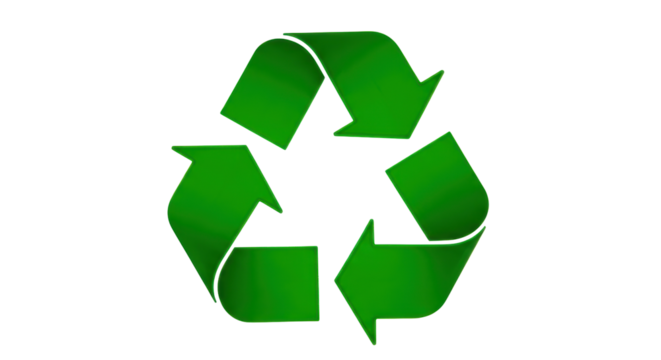 Isolated Green Recycling Symbol Arrows Pointing Rotationally for Package Labels and Signage