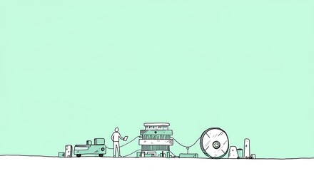 Obraz premium artificial intelligence and machine learning concept position subject at the bottom with copy space at the top color scheme: mint green tones, black and white minimalist sketch