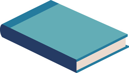 Closed teal book mockup isometric vector illustration scalable eps graphic design