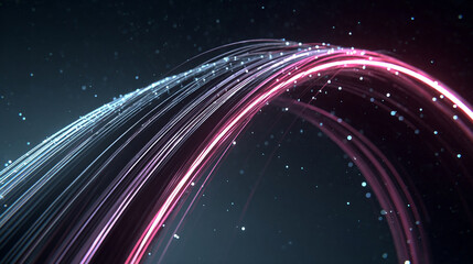 Futuristic Light Arcs Over a Night Sky: Dynamic Digital Motion For Tech, Innovation, And Vision