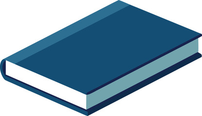 Closed blue book mockup with thick spine angled isometric view vector illustration