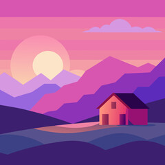 winter landscape with houses