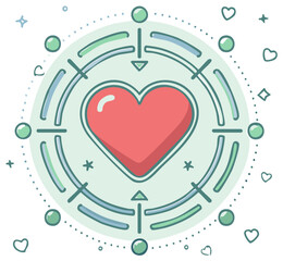 Heart within Target Symbolizing Precision Focus on Love and Affection
