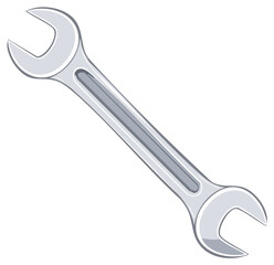 Steel open-end wrench tool close-up illustration for construction repair or mechanic work