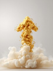 Golden Smoke Formation Rises Dramatically Through Soft Clouds in a Captivating Display of Movement and Color