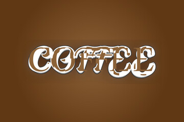 Editable text effect Coffee 3d style vector. Coffee text effect Typography Design.