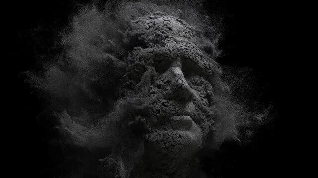  The old man's face crumbles into grains of sand