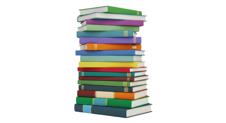 Isolated stack of books with different colors, education and library themes, textbook stack