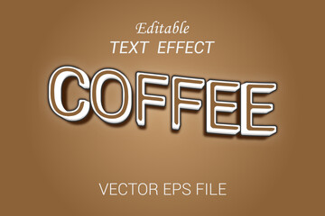 Editable text effect Coffee 3d style vector. Coffee text effect Typography Design.