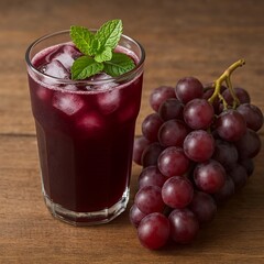 Refreshing Glass of Fresh Juice on Wooden Table