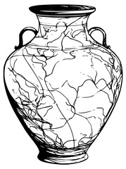 Vector illustration of a large vintage vase with scuffs and scratches