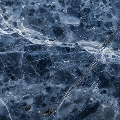Fototapeta premium Dark Blue Marble Texture with Cracks and Veins - Abstract Background for Design