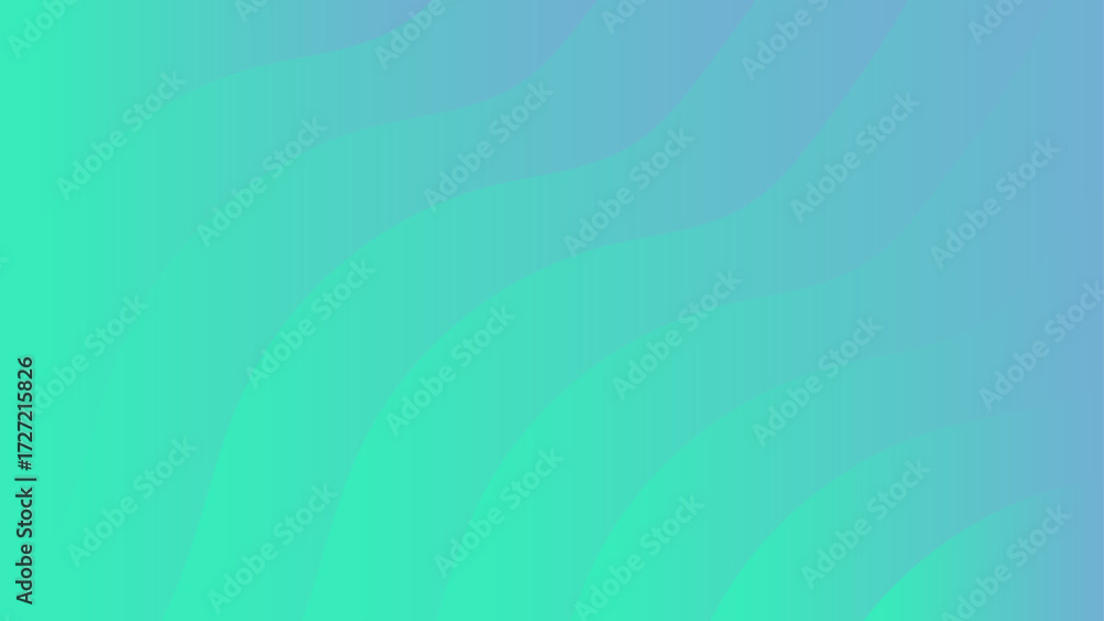 Poster abstract modern background featuring smooth wavy lines in a gradient blend of blue and green tones. 