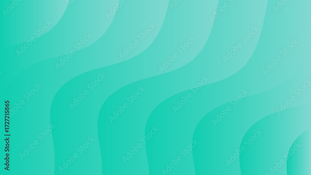 Poster abstract modern background featuring smooth wavy lines in a gradient blend of blue and green tones. 