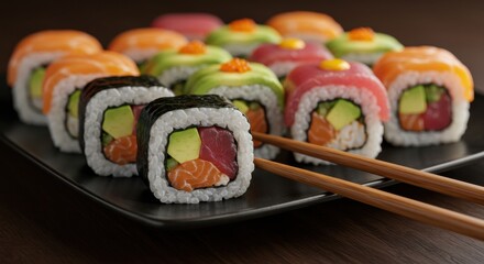 Sushi preparation event restaurant food indoor setting view culinary