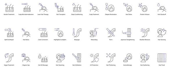 Hair Care and Styling Icon Set: A Complete Collection of vector icons