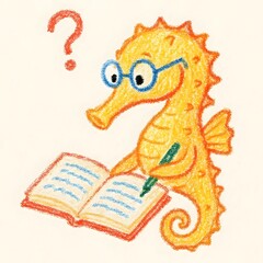 해마, 크레용 아트 일러스트, jpeg (Seahorse, crayon art Illustration, jpeg)