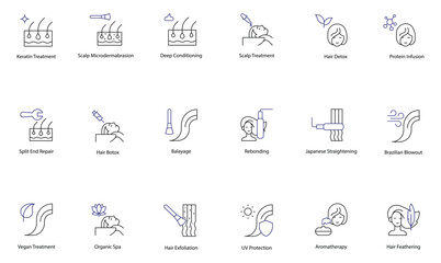 Hair Care and Styling Icon Set: A Complete Collection of vector icons