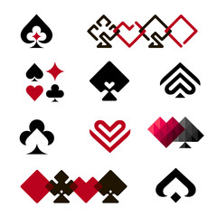Set of vector logo design template. Poker abstract concept.