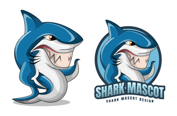 Shark mascot logo illustration, aggressive ocean predator emblem, fierce sea animal cartoon design for sports, gaming, and branding identity