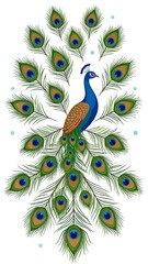 Peacock with elaborate tail feathers