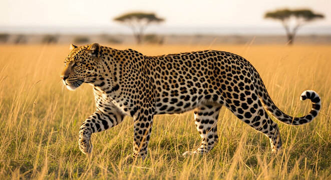 A close-up of a cheetah looking into the distance in the African savannah, showcasing its focused gaze and stealthy predator qualities.