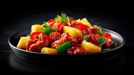 Sweet and sour pork with pineapple dish