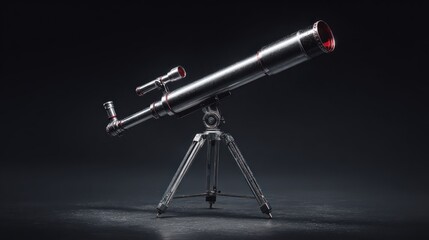 Telescope on tripod dark background