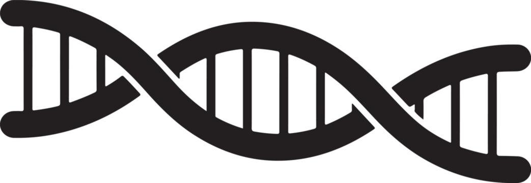 Flat silhouette icon of a double helix dna strand