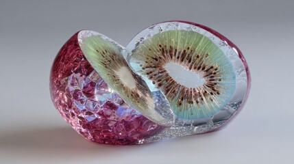 Two kiwi slices in glass